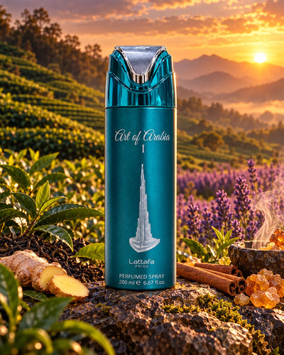 Art of Arabia I Body Spray de Lattafa – paisaje inspirado en sus notas