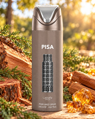 Pisa Body Spray de Lattafa – paisaje inspirado en sus notas