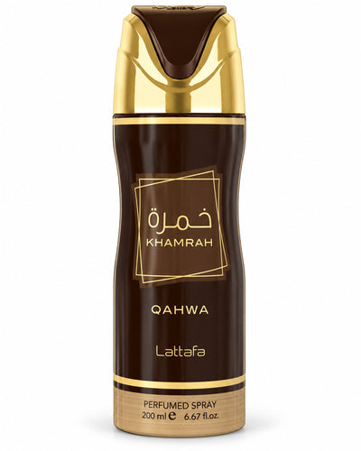 Khamrah Qahwa Body Spray de Lattafa – frasco de frente