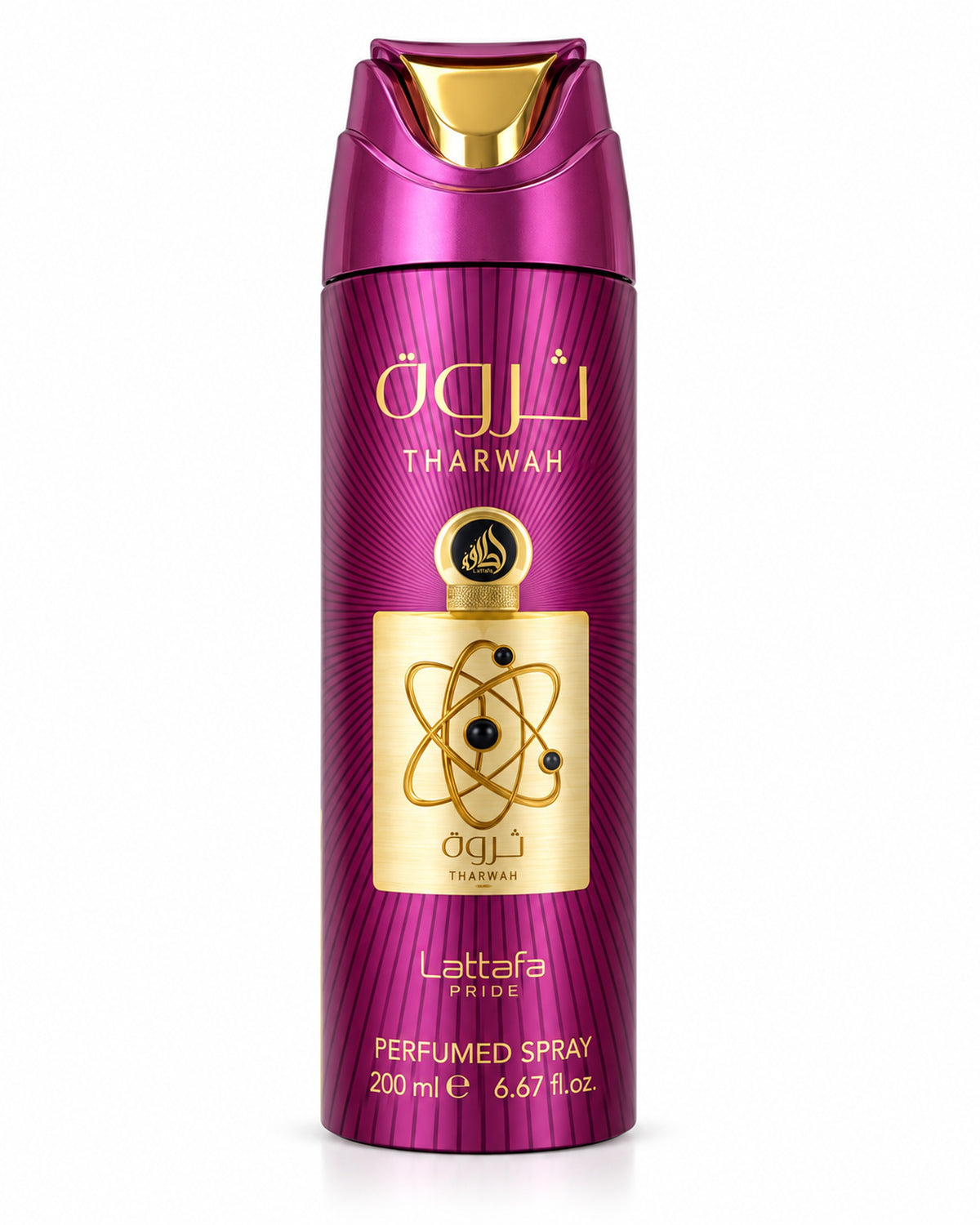 Tharwah Gold Body Spray de Lattafa – frasco de frente
