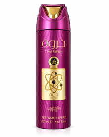 Tharwah Gold Body Spray de Lattafa – frasco de frente