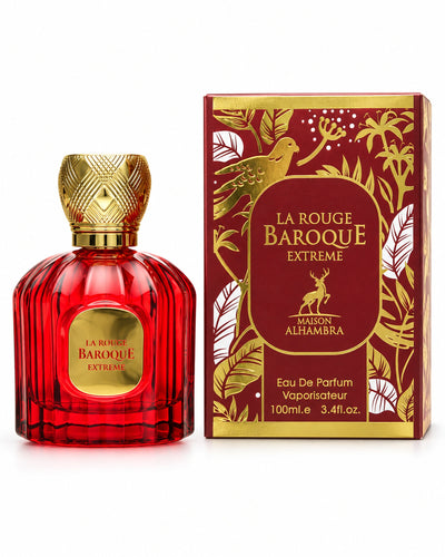 La Rouge Baroque Extreme Eau de Parfum de Maison Alhambra – frasco con caja