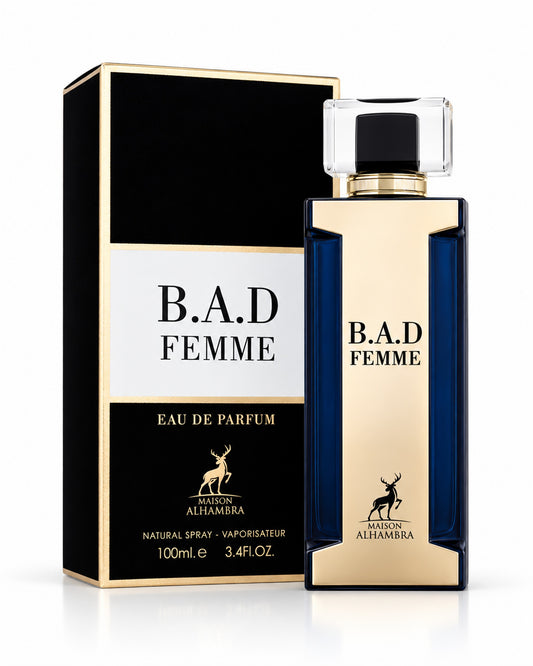 B.A.D. Femme Eau de Parfum de Maison Alhambra – frasco con caja