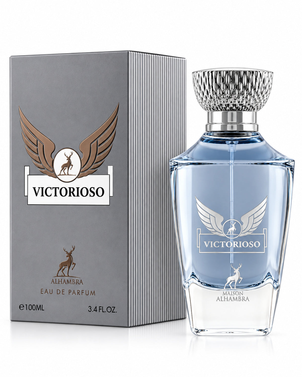 Victorioso Eau de Parfum de Maison Alhambra – frasco con caja