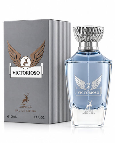 Victorioso Eau de Parfum de Maison Alhambra – frasco con caja