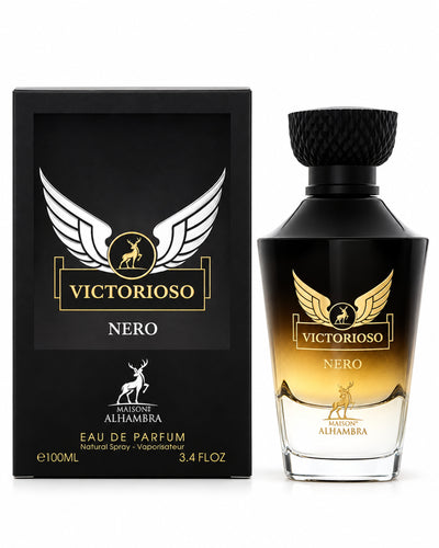 Victorioso Nero Eau de Parfum de Maison Alhambra – frasco con caja