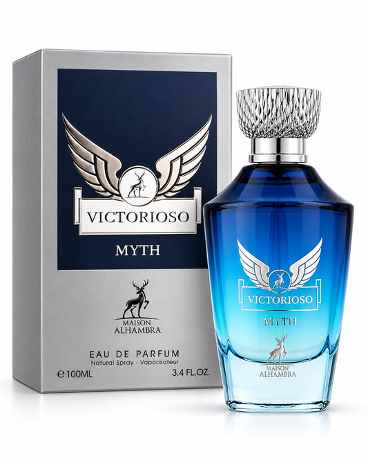 Victorioso Myth Eau de Parfum de Maison Alhambra – frasco con caja