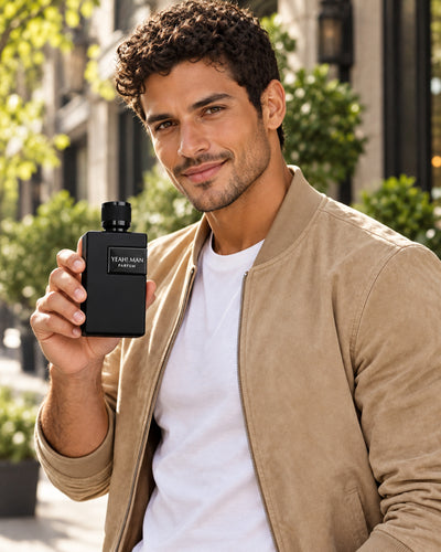 Yeah! Man Eau de Parfum de Maison Alhambra – modelo con el perfume