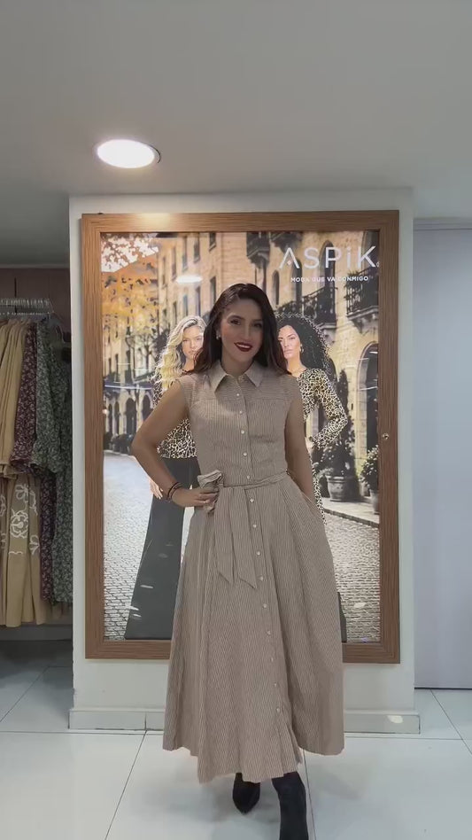 Vestido Largo Camisero Rayas – video