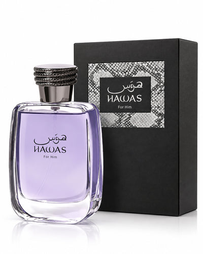 Hawas For Him Eau de Parfum de Rasasi – frasco con caja