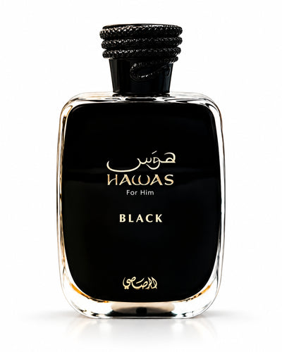 Hawas Black Eau de Parfum de Rasasi – frasco de frente