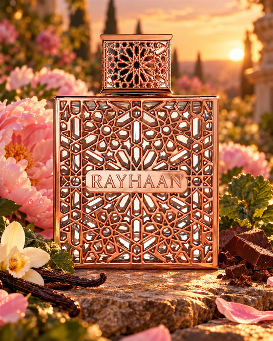 Divine Eau de Parfum de Rayhaan – paisaje inspirado en sus notas