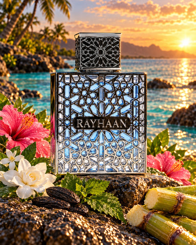 Aquatica Eau de Parfum de Rayhaan – paisaje inspirado en sus notas