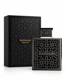 Obsidian Eau de Parfum de Rayhaan – frasco con caja