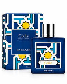 Cadiz Eau de Parfum de Rayhaan – frasco con caja
