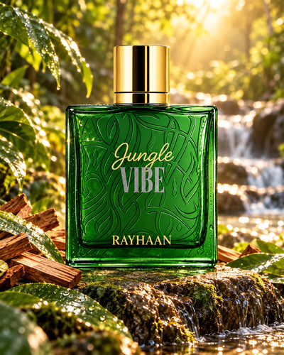 Jungle Vibe Eau de Parfum de Rayhaan – paisaje inspirado en sus notas