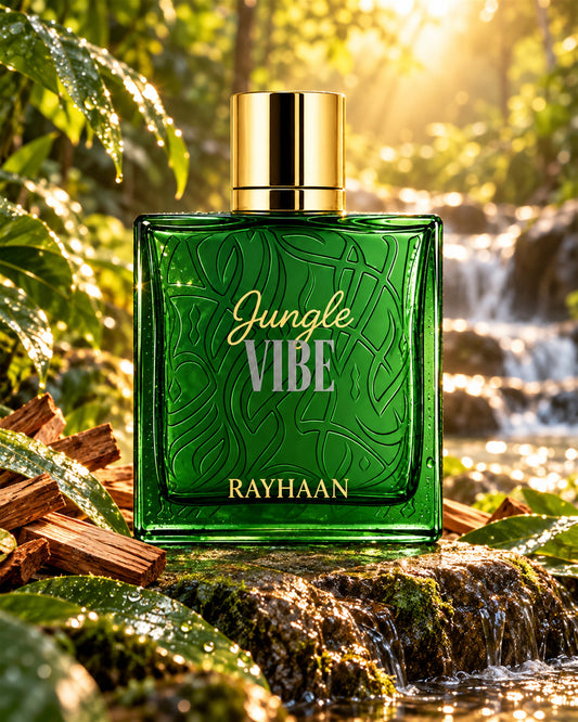 Jungle Vibe Eau de Parfum de Rayhaan – paisaje inspirado en sus notas