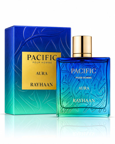 Pacific Aura Eau de Parfum de Rayhaan – frasco con caja
