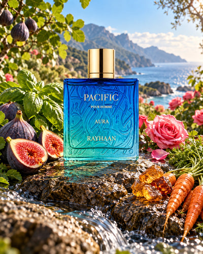 Pacific Aura Eau de Parfum de Rayhaan – paisaje inspirado en sus notas