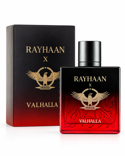 Valhalla Eau de Parfum de Rayhaan – frasco con caja