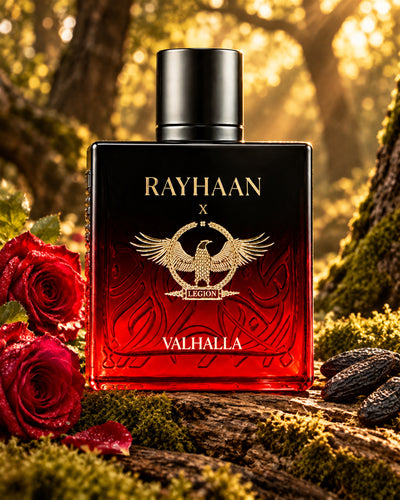 Valhalla Eau de Parfum de Rayhaan – paisaje inspirado en sus notas
